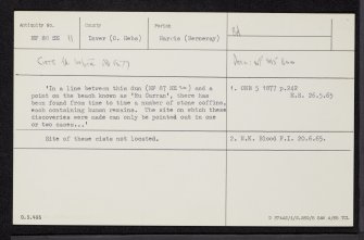 Berneray, Sheabie, NF88SE 11, Ordnance Survey index card, Recto