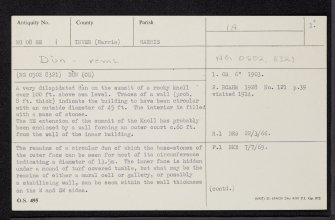 Harris, Rodelpark, NG08SE 1, Ordnance Survey index card, page number 1, Recto