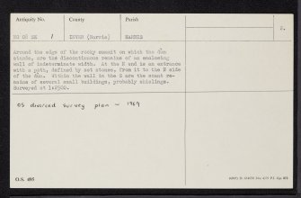 Harris, Rodelpark, NG08SE 1, Ordnance Survey index card, page number 2, Verso