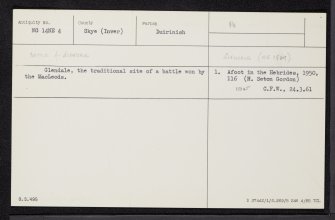 Skye, Glendale, NG14NE 4, Ordnance Survey index card, Recto