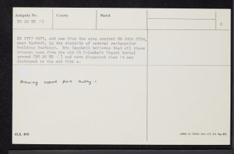 Canna, A' Chill, NG20NE 13, Ordnance Survey index card, page number 2, Verso