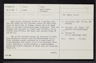 Sanday, An T-Oban, 'Cairns', NG20SE 5, Ordnance Survey index card, page number 1, Recto