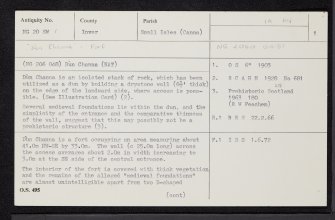 Canna, Dun Channa, NG20SW 1, Ordnance Survey index card, page number 1, Recto