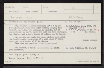 Skye, Dun Colbost, NG24NW 5, Ordnance Survey index card, Recto