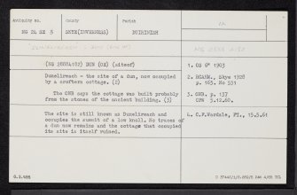 Skye, Dunelireach, NG24SE 3, Ordnance Survey index card, Recto