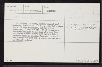 Skye, Bay River, NG25SE 5, Ordnance Survey index card, Recto