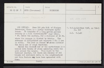 Claigan, NG25SW 2, Ordnance Survey index card, page number 1, Recto