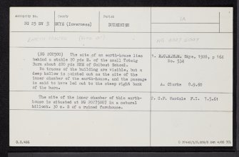 Skye, Totaig Burn, NG25SW 3, Ordnance Survey index card, Recto