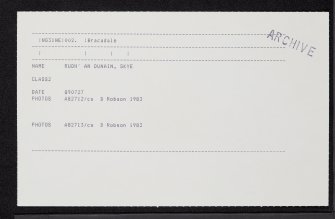 Skye, Rubh' An Dunain, NG31NE 2, Ordnance Survey index card, Recto