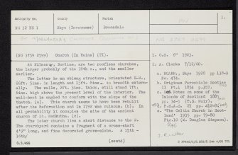 Skye, Eynort, St Maelrubha's Churches, NG32NE 1, Ordnance Survey index card, page number 1, Recto