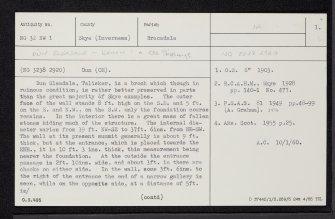Skye, Dun Sleadale, NG32NW 1, Ordnance Survey index card, page number 1, Recto