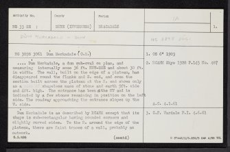 Skye, Dun Merkadale, NG33SE 1, Ordnance Survey index card, page number 1, Recto