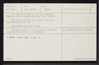 Skye, Caisteal Uisdein, NG35NE 1, Ordnance Survey index card, page number 2, Verso