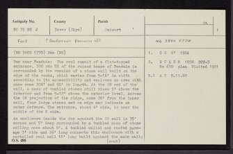 Skye, Peinduin, NG35NE 2, Ordnance Survey index card, page number 1, Recto