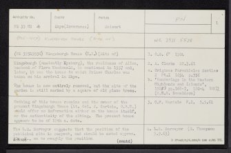 Skye, Old Kingsburgh House, NG35NE 4, Ordnance Survey index card, page number 1, Recto