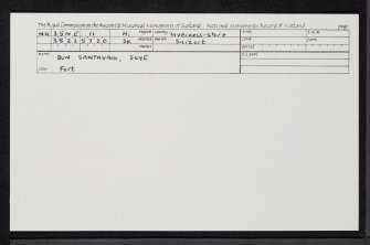 Skye, Dun Santavaig, NG35NE 11, Ordnance Survey index card, Recto