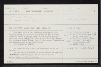 Skye, Kildonan Graveyard, NG35SE 1, Ordnance Survey index card, page number 1, Recto