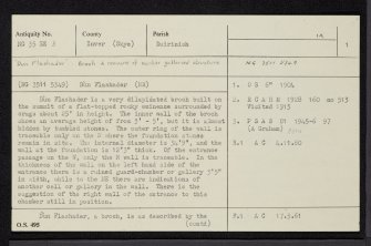 Skye, Dun Flashader, NG35SE 3, Ordnance Survey index card, page number 1, Recto