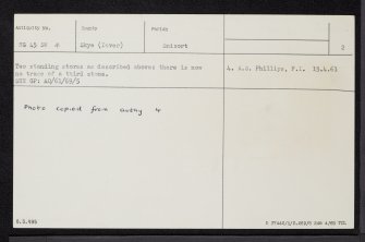 Skye, Sornaichean Coir' Fhinn, Eyre, NG45SW 4, Ordnance Survey index card, page number 2, Verso