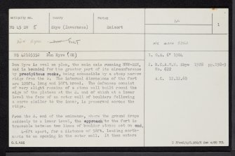 Skye, Dun Eyre, NG45SW 5, Ordnance Survey index card, page number 1, Recto