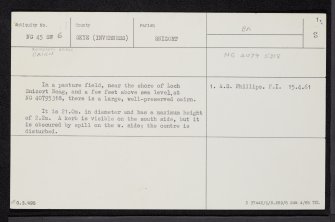 Romesdal Bridge, Skye, NG45SW 6, Ordnance Survey index card, page number 1, Recto