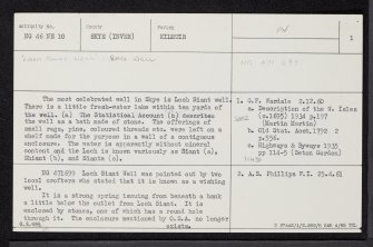 Loch Sheanta, Skye, NG46NE 10, Ordnance Survey index card, page number 1, Recto