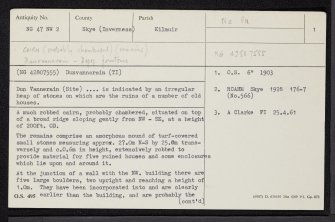 Dunvannarain, Skye, NG47NW 2, Ordnance Survey index card, page number 1, Recto