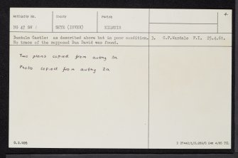 Skye, Duntulm Castle, NG47SW 1, Ordnance Survey index card, page number 4, Verso