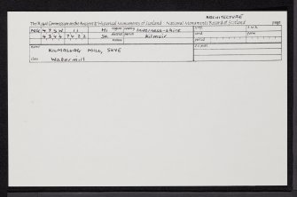 Kilmaluag Mill, Skye, NG47SW 11, Ordnance Survey index card, Recto