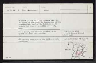 Skye, Dun Geilbt, NG50SE 1, Ordnance Survey index card, page number 2, Verso