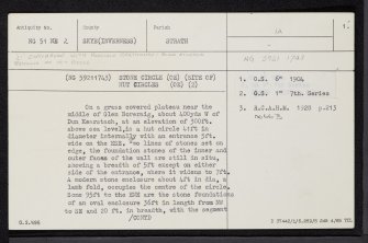 Skye, Glen Boreraig, NG51NE 2, Ordnance Survey index card, page number 1, Recto