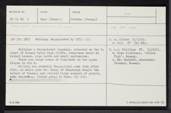 Raasay, Hallaig, NG53NE 3, Ordnance Survey index card, Recto