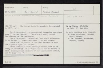 North Screapadal, Raasay, NG54SE 2, Ordnance Survey index card, Recto
