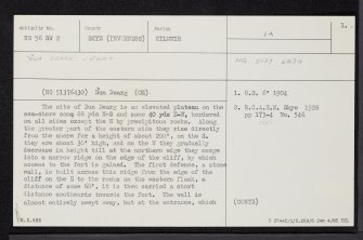Dun Dearg, Valtos, Skye, NG56SW 2, Ordnance Survey index card, page number 1, Recto