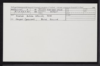 Kilena Burial Ground, Skye, NG56SW 4, Ordnance Survey index card, Recto