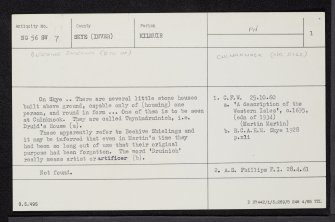 Culnaknock, Skye, NG56SW 7, Ordnance Survey index card, page number 1, Recto