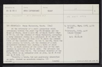 Skye, Knock, Dunan Choinnich, NG60NE 6, Ordnance Survey index card, page number 1, Recto