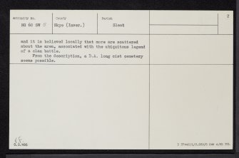 Skye, Armadale, NG60SW 5, Ordnance Survey index card, page number 2, Verso