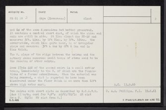 Skye, Sron Daraich, NG61SW 3, Ordnance Survey index card, page number 2, Verso