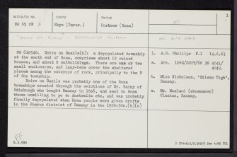 Rona, Doire Na Guaile, NG65SW 3, Ordnance Survey index card, page number 1, Recto