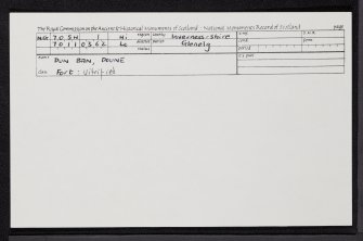 Dun Ban, Doune, NG70SW 1, Ordnance Survey index card, Recto