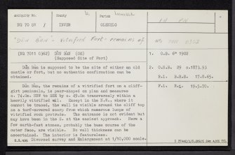 Dun Ban, Doune, NG70SW 1, Ordnance Survey index card, Recto