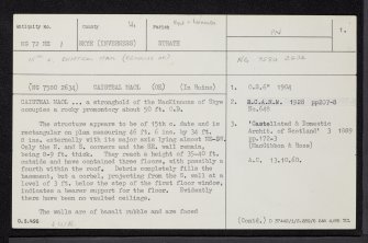 Skye, Kyleakin, Caisteal Maol, NG72NE 1, Ordnance Survey index card, page number 1, Recto