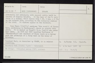 Skye, Kyleakin, Caisteal Maol, NG72NE 1, Ordnance Survey index card, page number 2, Verso