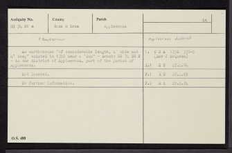 Applecross, NG74SW 6, Ordnance Survey index card, Recto