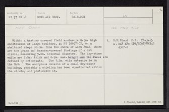 Lochan Fuar, NG77SE 3, Ordnance Survey index card, page number 1, Recto