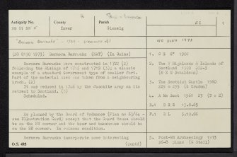 Bernera Barracks, NG81NW 5, Ordnance Survey index card, page number 1, Recto