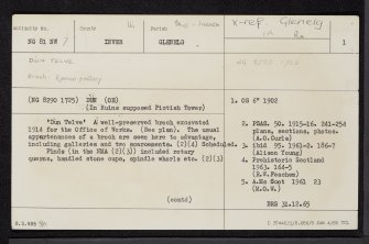 Dun Telve, NG81NW 7, Ordnance Survey index card, page number 1, Recto
