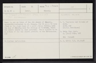 Glenelg, St Comgan's Church, NG81NW 11, Ordnance Survey index card, page number 1, Recto