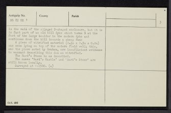 Bard's Castle, NG82NE 1, Ordnance Survey index card, page number 3, Recto